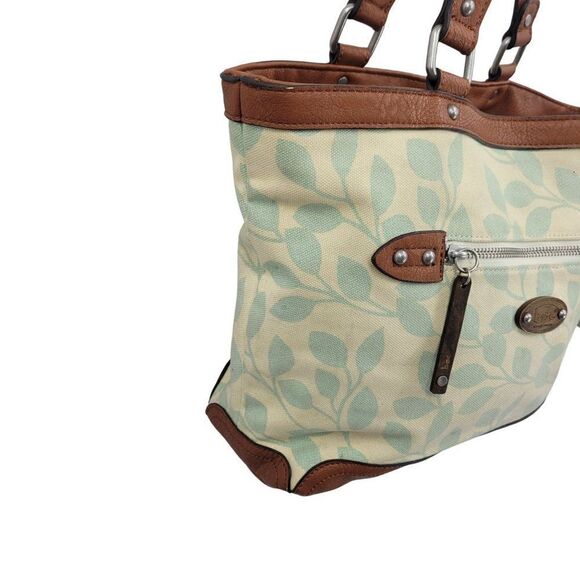 Born Concepts b.o.c. Vegan Pastel Yellow Canvas Bucket Bag Pistachio Leaf Boho - Picture 6 of 14